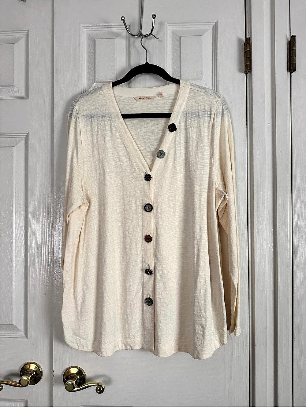 Soft Surroundings Boutique Button Fine Gauge Cardigan White